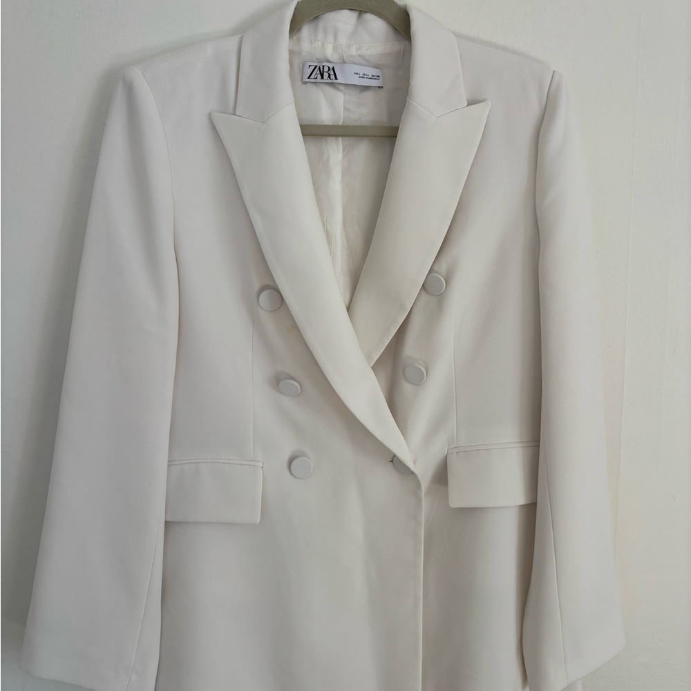 Zara Women's Double-Breasted White Blazer & Pants